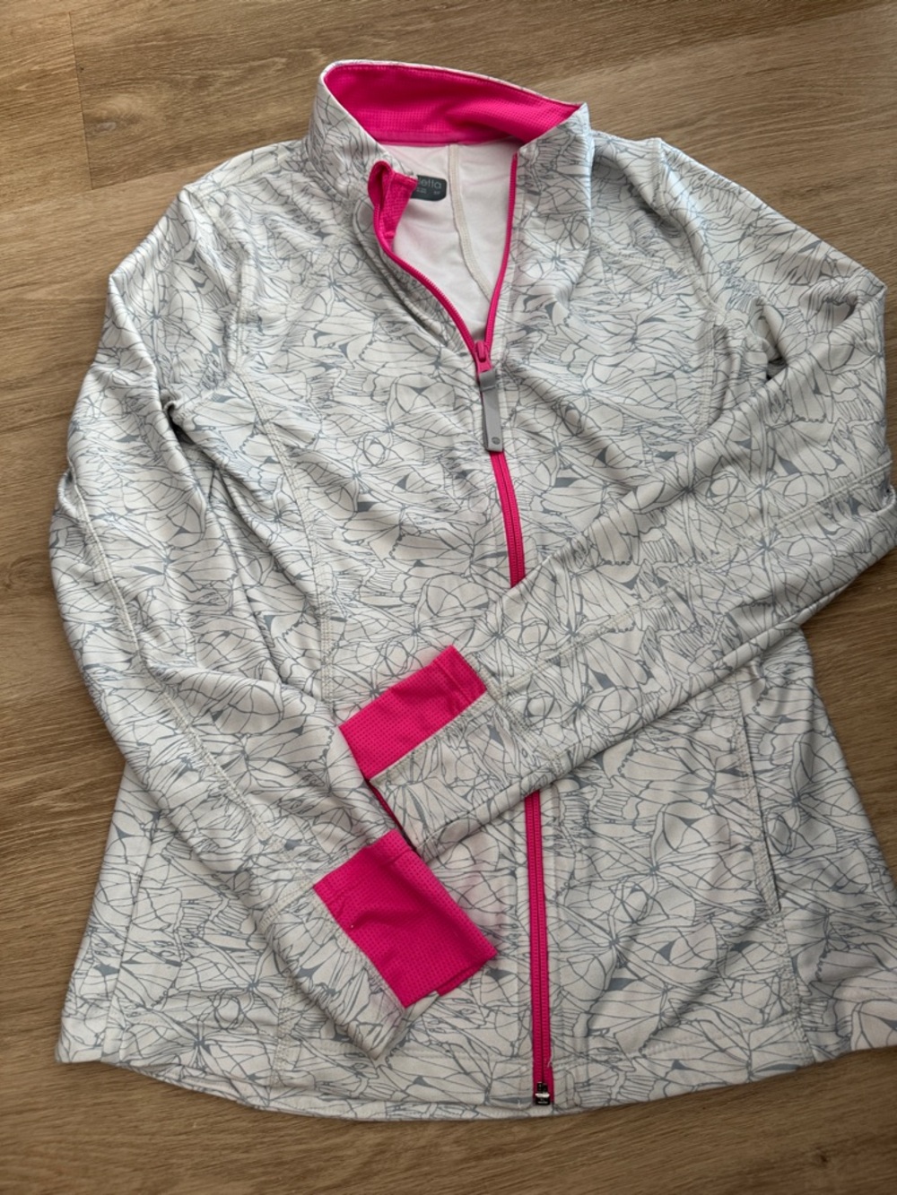 Mondetta White Patterned Utility Jacket with Pink Trim